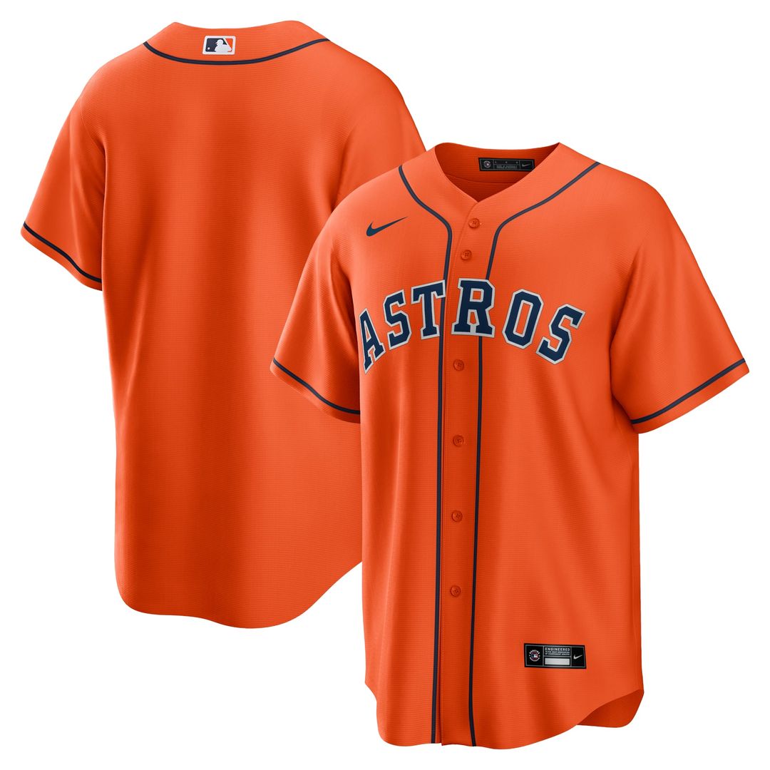 Houston Astros Nike Orange Alternate Replica Team Jersey product image 1, provided for visual reference and product detail