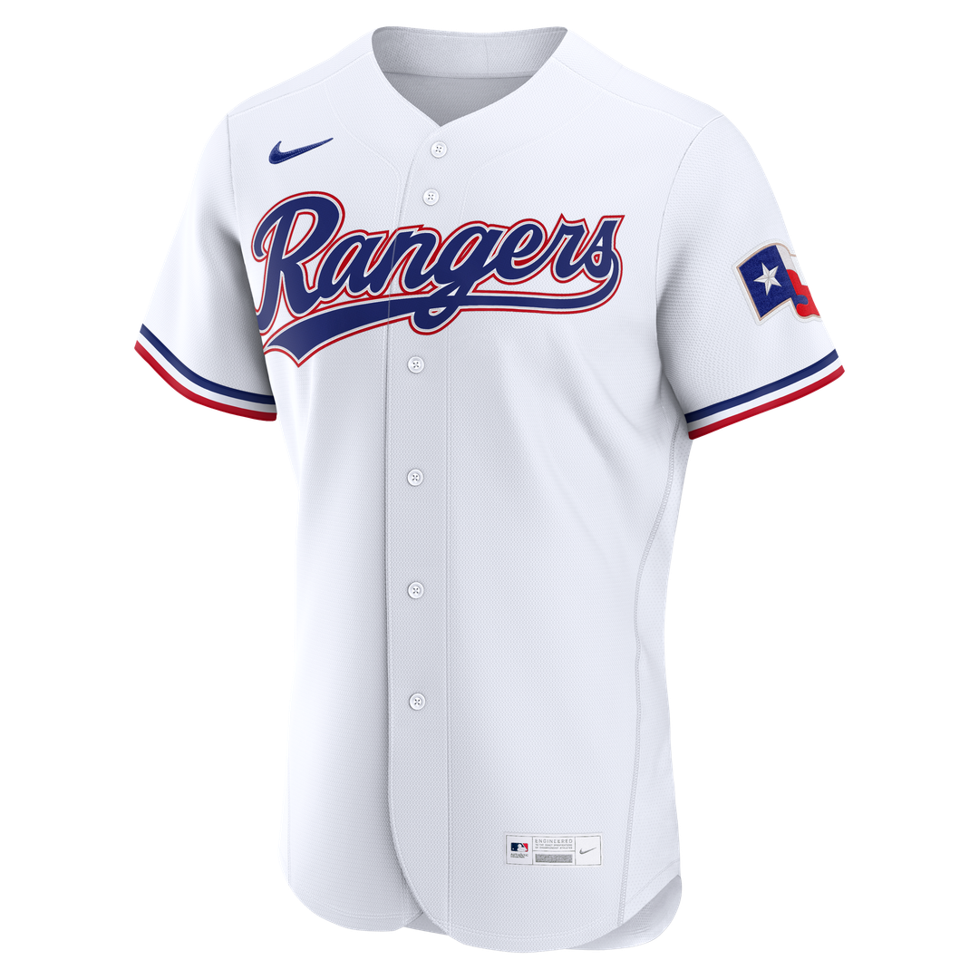 Texas Rangers Nike White Home Authentic Custom Jersey product image 2, provided for visual reference and product detail