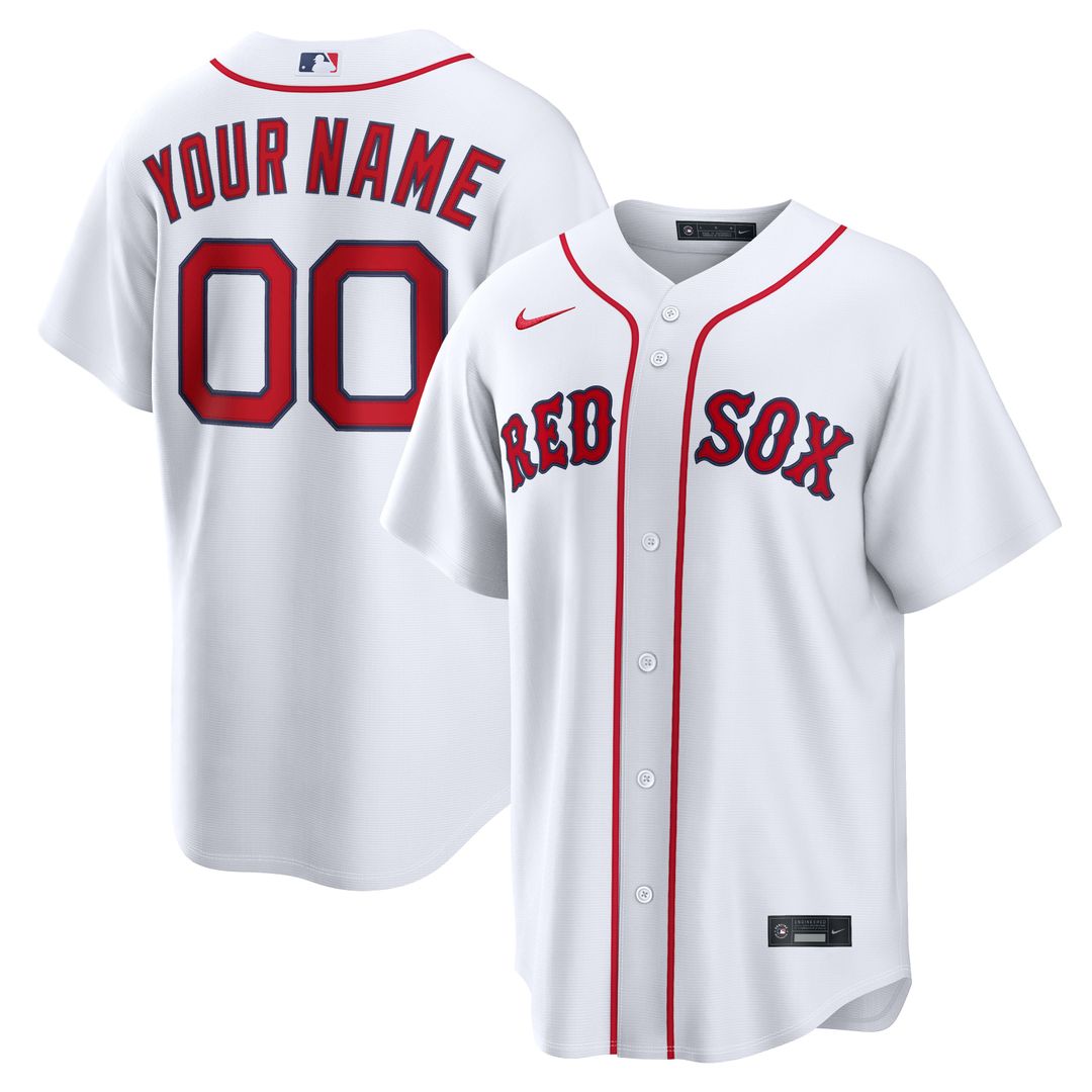 Boston Red Sox Nike White Home Stadium Custom Jersey product image 1, provided for visual reference and product detail review