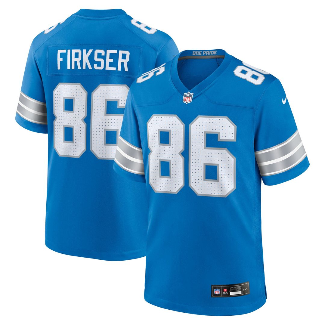 Detroit Lions Anthony Firkser Nike Blue Team Game Jersey product image 1, provided for visual reference and product detail