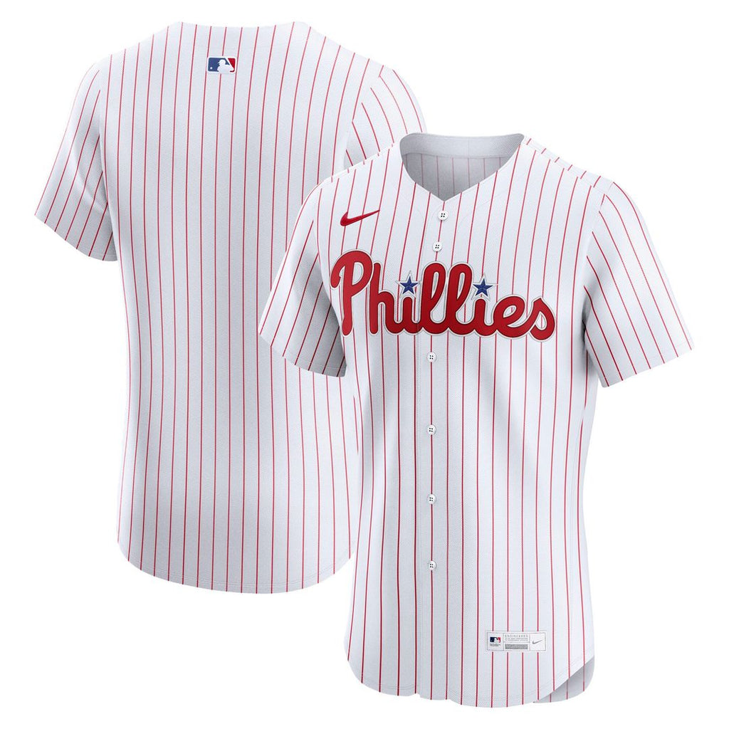 Philadelphia Phillies Nike White Home Elite Jersey product image 1, provided for visual reference and product detail review