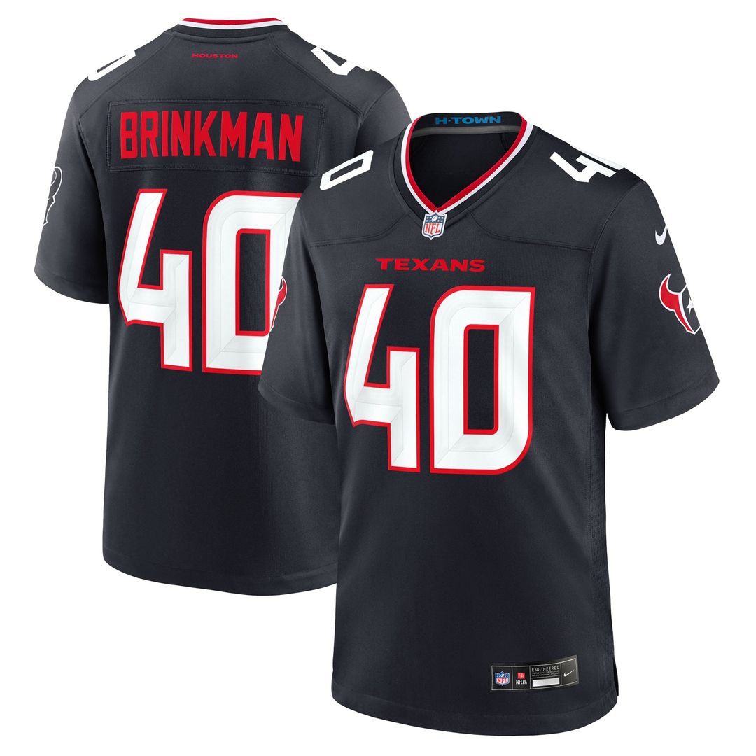 Houston Texans Austin Brinkman Nike Navy Team Game Jersey product image 1, provided for visual reference and product detail
