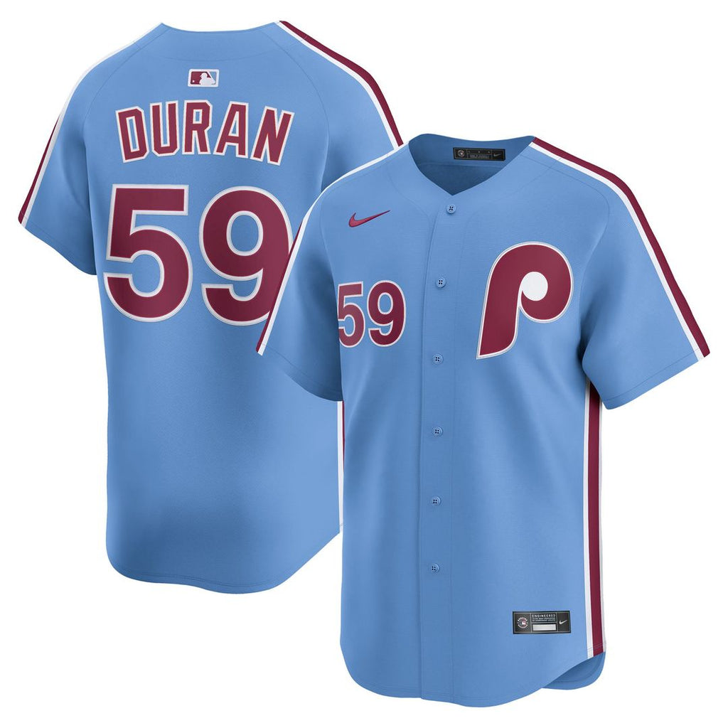 Philadelphia Phillies Jhoan Duran Nike Light Blue Alternate Limited Player Jersey product image 4, provided for visual