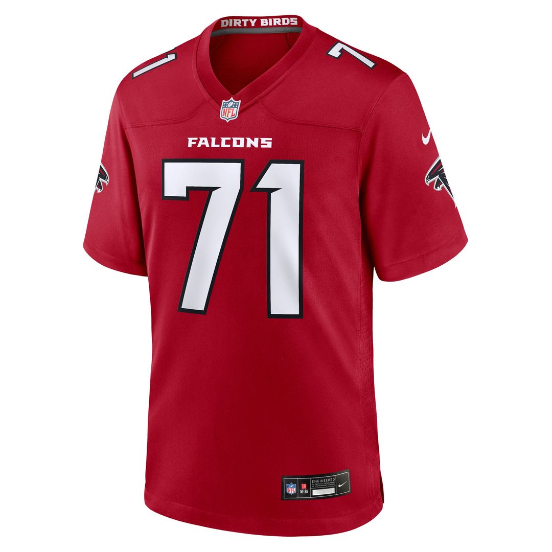 Atlanta Falcons Jawaan Taylor Nike Red Team Game Jersey product image 2, provided for visual reference and product detail