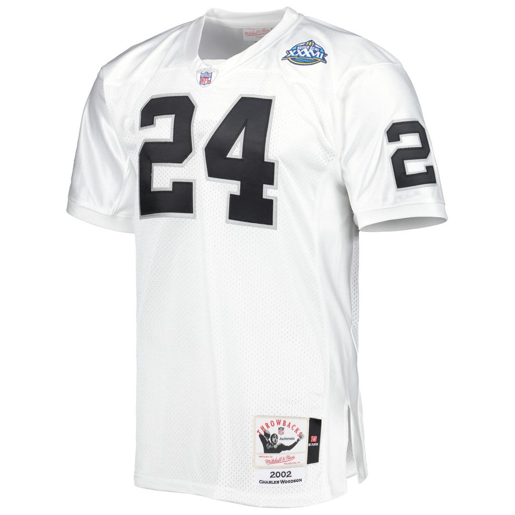 Las Vegas Raiders 2002 Charles Woodson Mitchell & Ness White Authentic Throwback Retired Player Jersey product image 2,