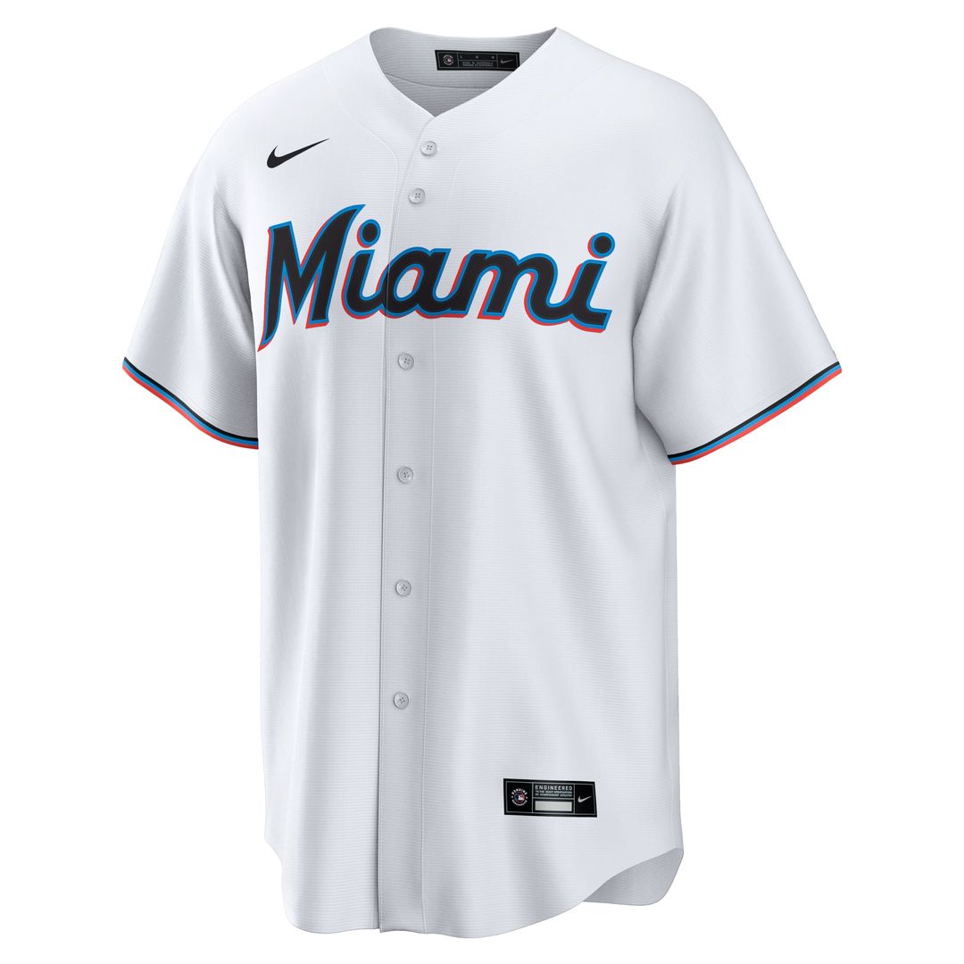 Miami Marlins Eury Perez Nike White Home Replica Jersey product image 2, provided for visual reference and product detail