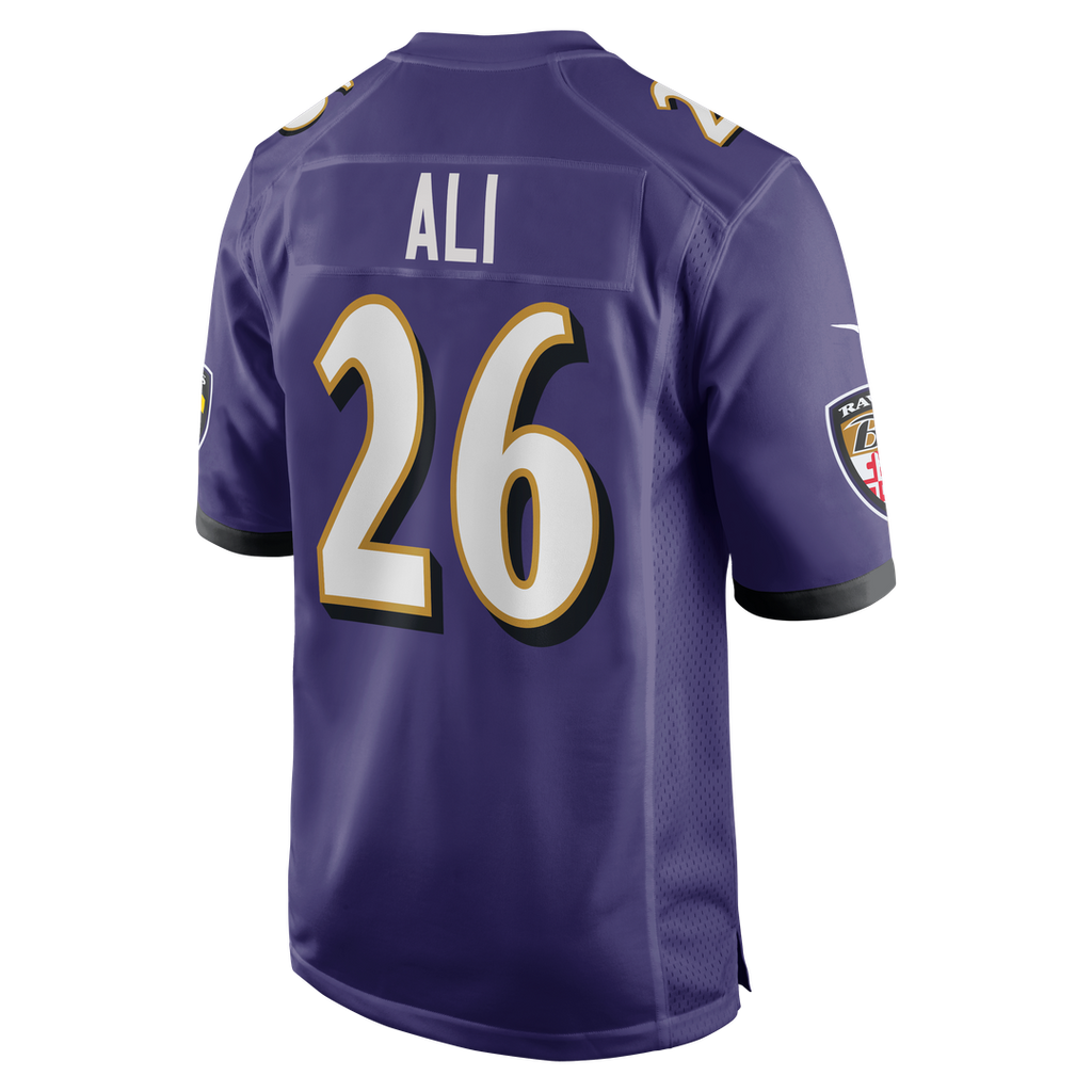 Baltimore Ravens Rasheen Ali Nike Purple Team Game Jersey product image 3, provided for visual reference and product detail