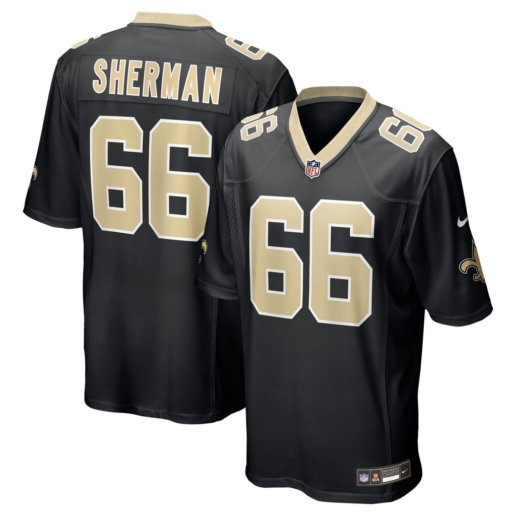 New Orleans Saints William Sherman Nike Black Team Game Jersey product image 1, provided for visual reference and product