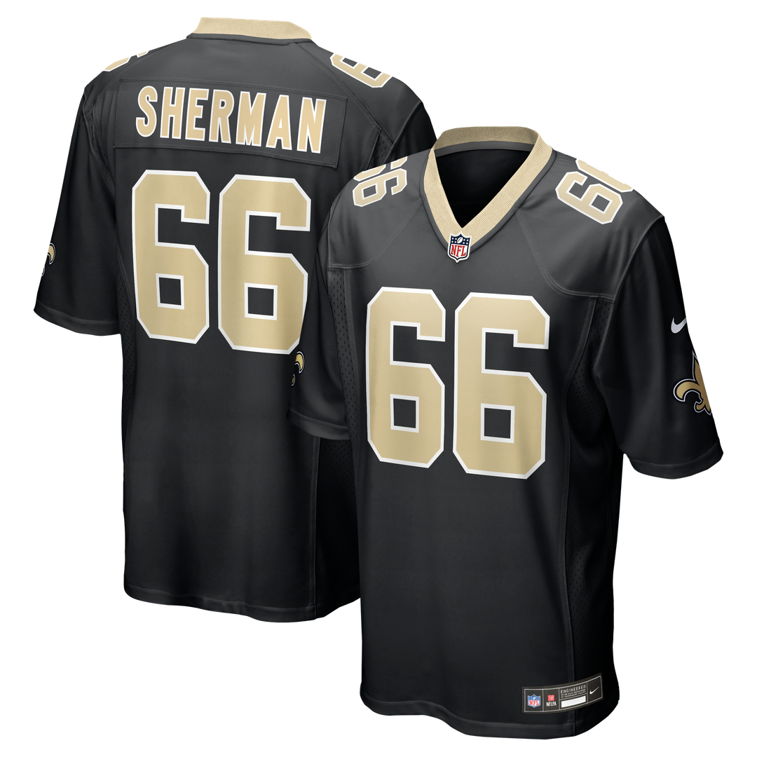 New Orleans Saints William Sherman Nike Black Team Game Jersey product image 1, provided for visual reference and product