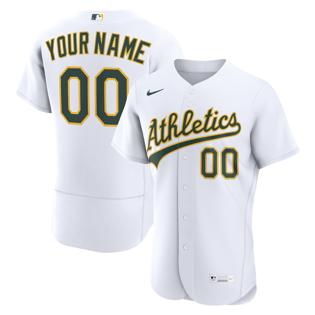 Athletics Nike White Home Authentic Custom Jersey product image 1, provided for visual reference and product detail review