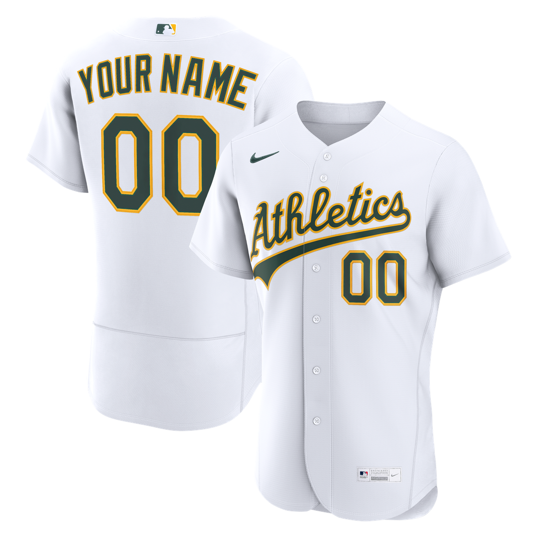 Athletics Nike White Home Authentic Custom Jersey product image 1, provided for visual reference and product detail review