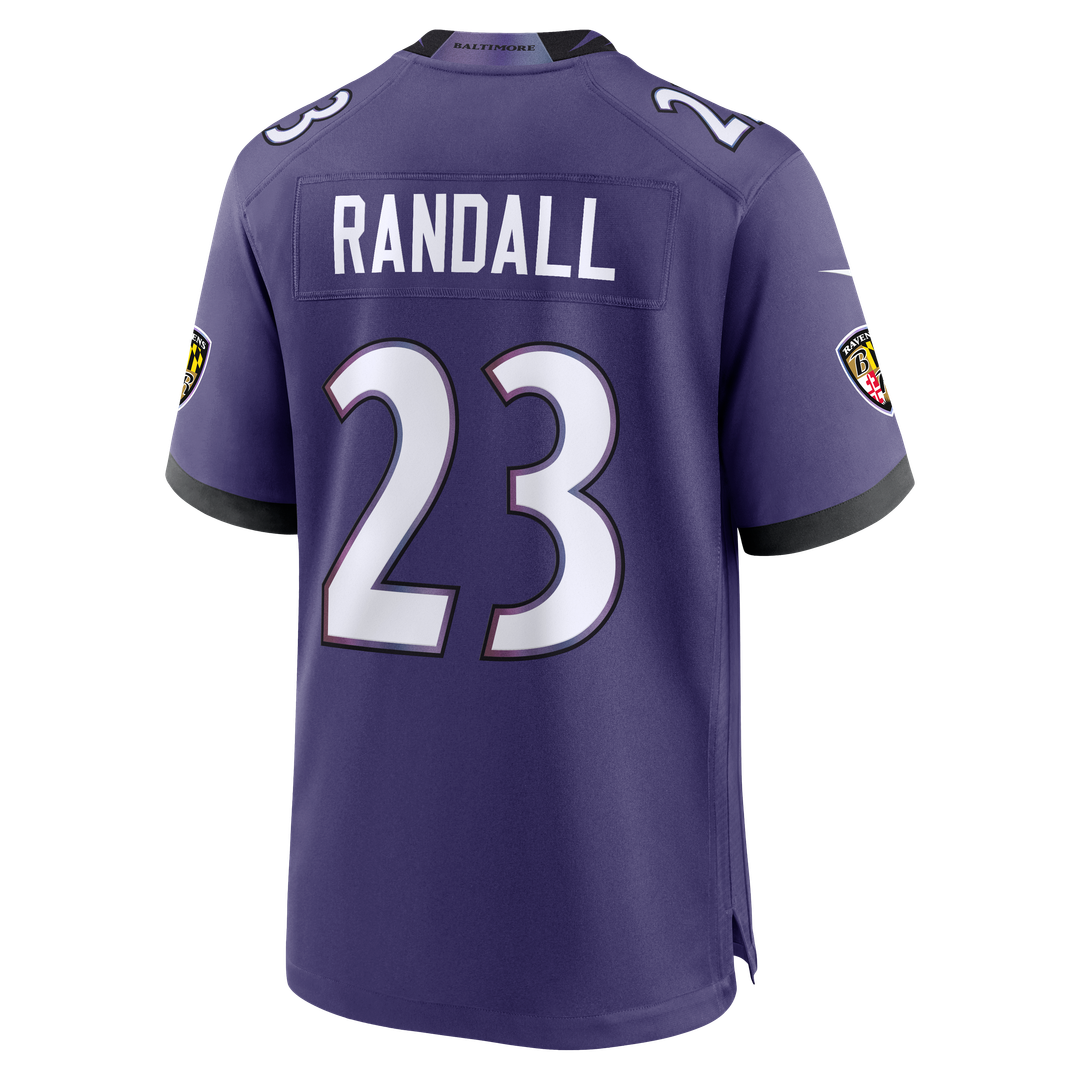 Baltimore Ravens Adam Randall Nike Purple Team Game Jersey product image 3, provided for visual reference and product detail