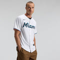 Miami Marlins Nike White Home Replica Team Jersey product image 1, provided for visual reference and product detail review