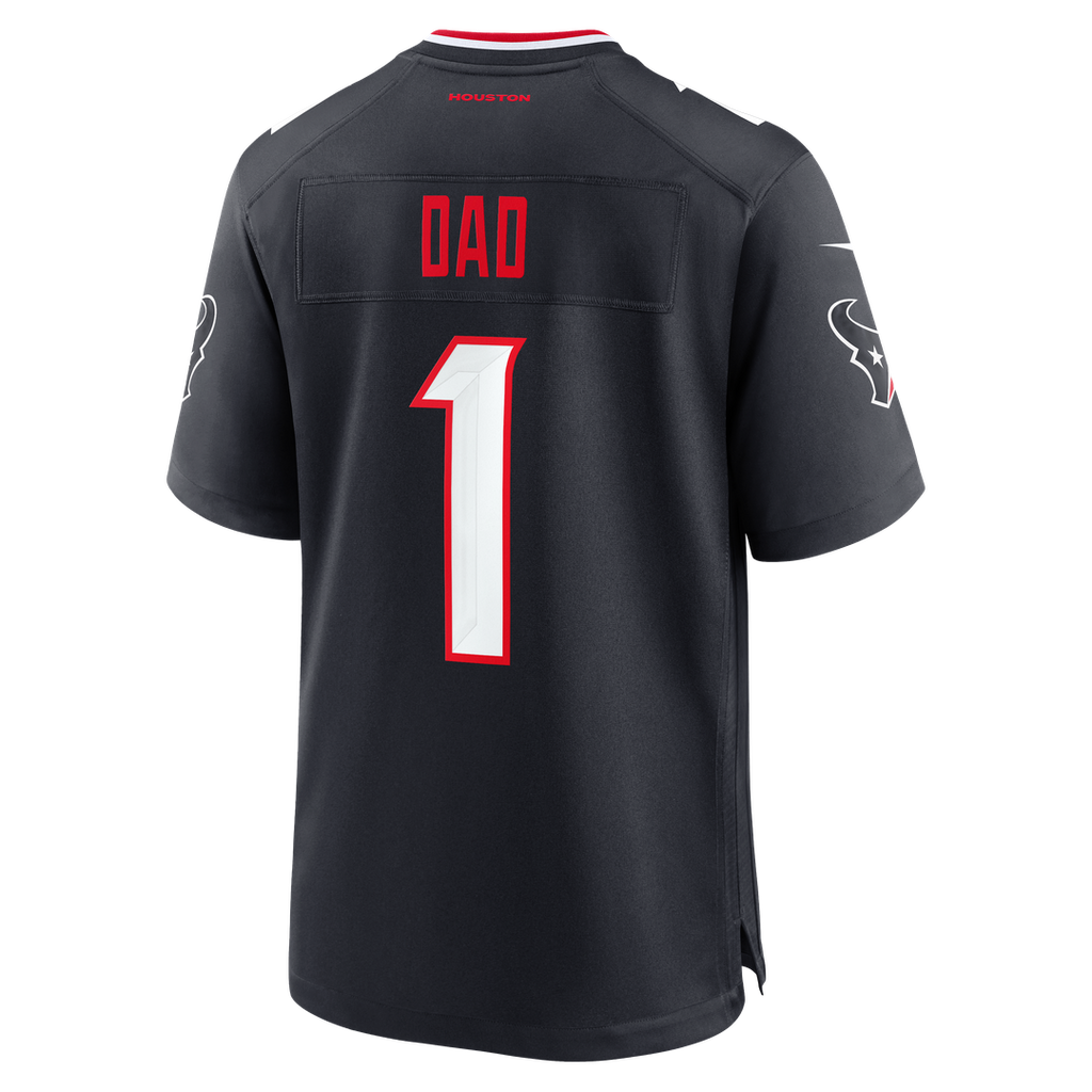 Houston Texans Nike Navy #1 Dad Game Jersey product image 3, provided for visual reference and product detail review