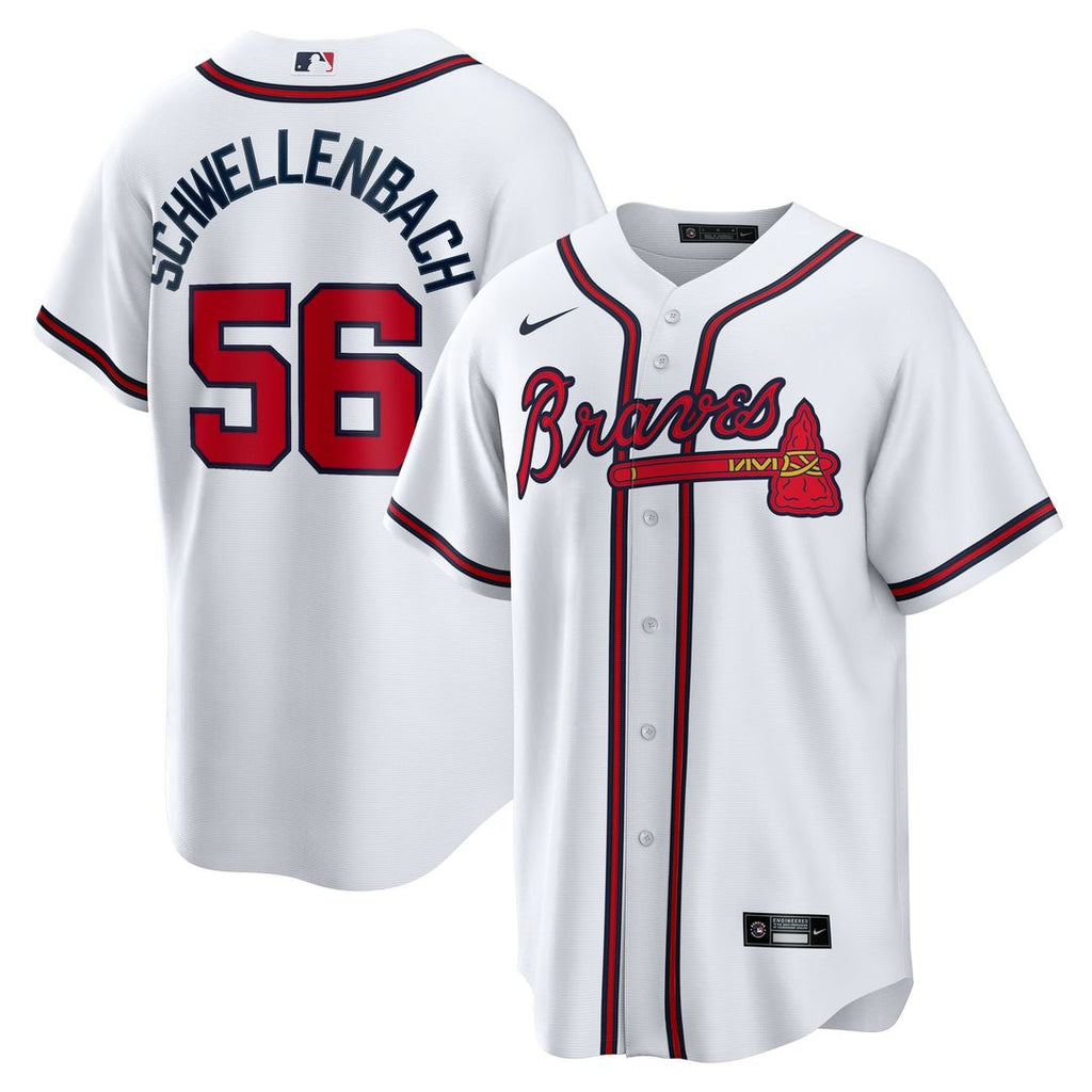 Atlanta Braves Spencer Schwellenbach Nike White Home Replica Jersey product image 1, provided for visual reference and