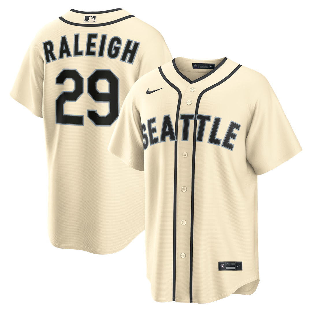 Seattle Mariners Cal Raleigh Nike Cream Alternate Replica Jersey product image 4, provided for visual reference and product