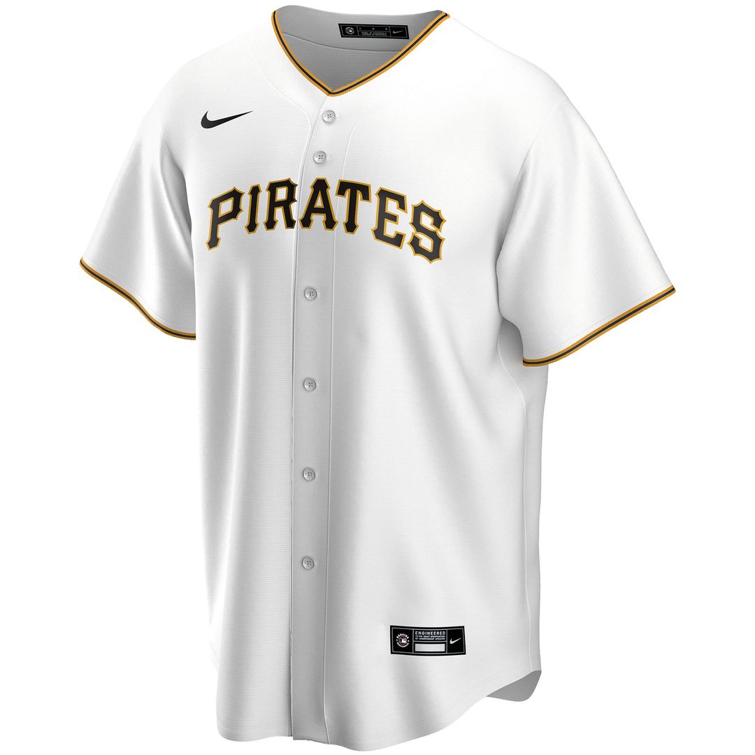 Pittsburgh Pirates Nike White Home Replica Custom Jersey product image 2, provided for visual reference and product detail