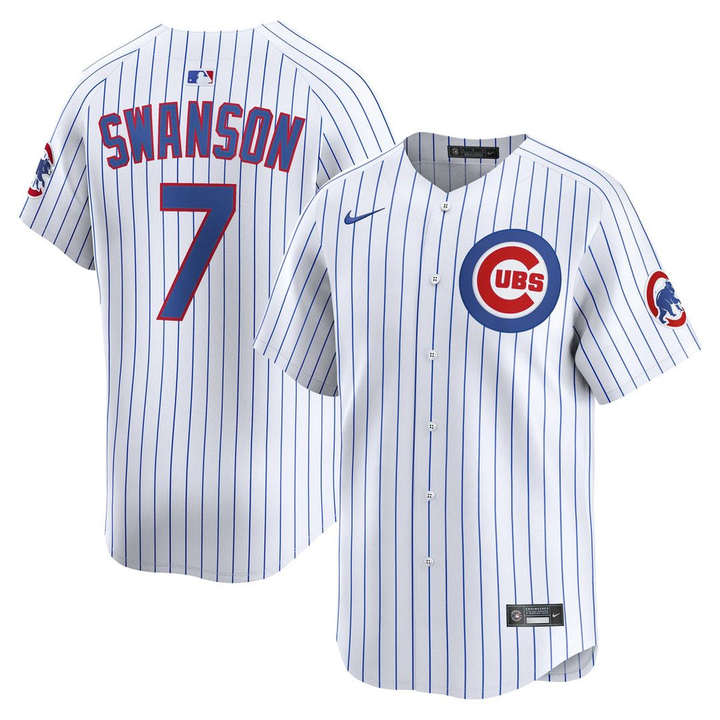 Chicago Cubs Dansby Swanson Nike White Home Limited Player Jersey product image 1, provided for visual reference and product