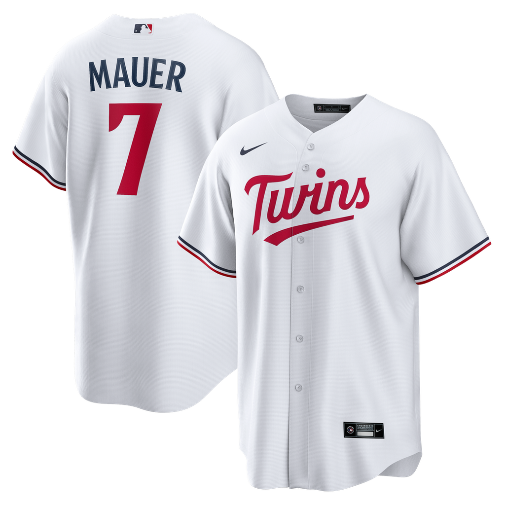 Minnesota Twins Joe Mauer Nike White Home Retired Player Replica Jersey product image 1, provided for visual reference and