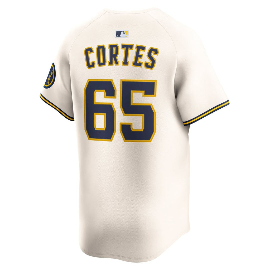 Milwaukee Brewers Nestor Cortes Nike Cream Home Limited Player Jersey product image 3, provided for visual reference and