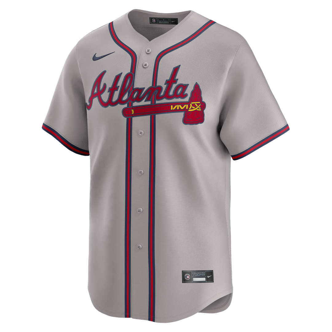 Atlanta Braves Ozzie Albies Nike Gray Road Limited Player Jersey product image 6, provided for visual reference and product