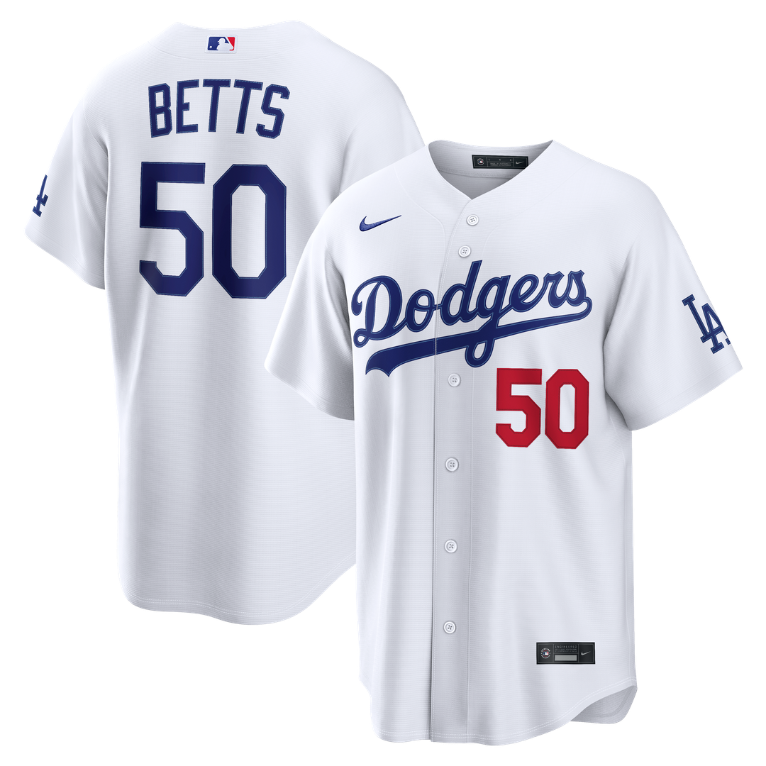 Los Angeles Dodgers Mookie Betts Nike White Home Stadium Jersey product image 4, provided for visual reference and product