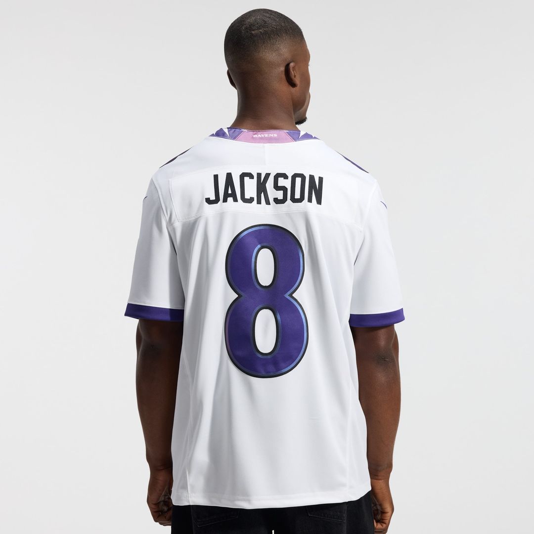 Baltimore Ravens Lamar Jackson Nike White Vapor F.U.S.E. Stitched Limited Jersey product image 3, provided for visual