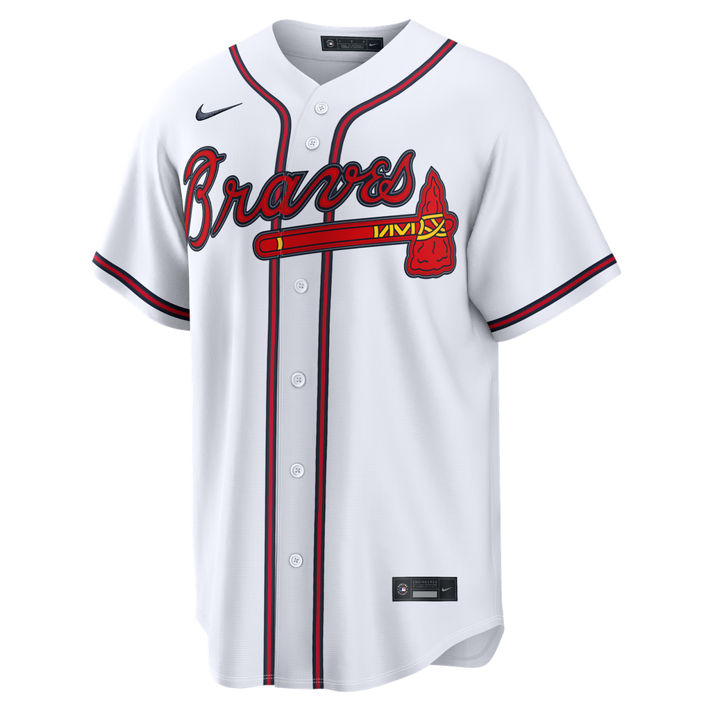 Atlanta Braves Lane Thomas Nike White Home Replica Jersey product image 4, provided for visual reference and product detail