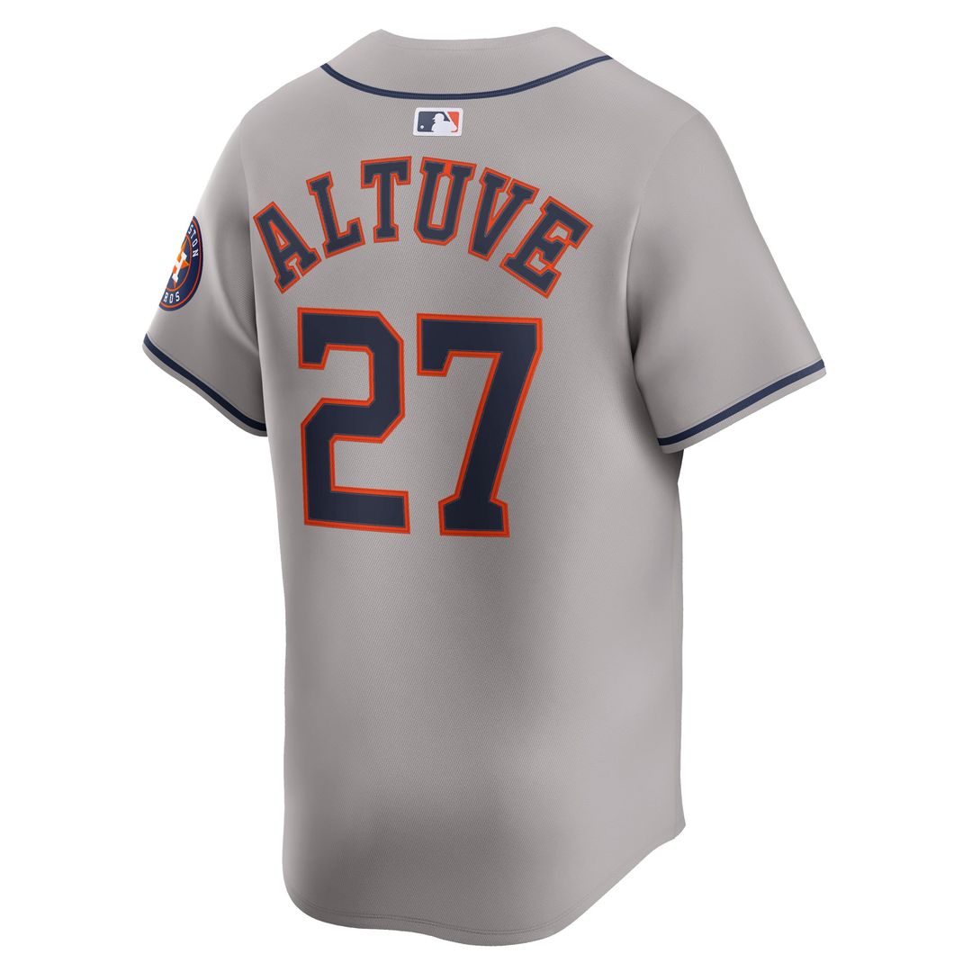 Houston Astros Jose Altuve Nike Gray Road Limited Player Jersey product image 6, provided for visual reference and product