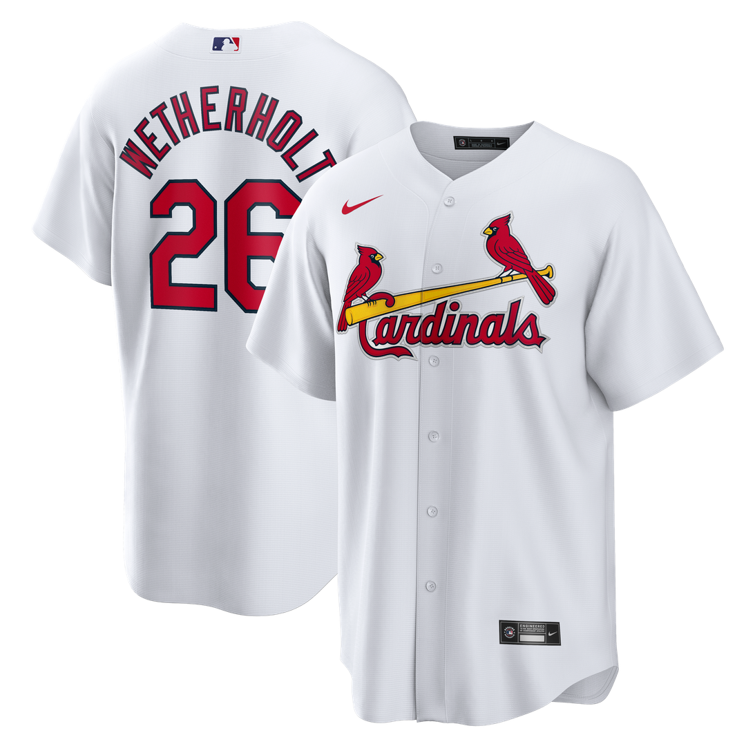 St. Louis Cardinals JJ Wetherholt Nike White Home Replica Jersey product image 1, provided for visual reference and product