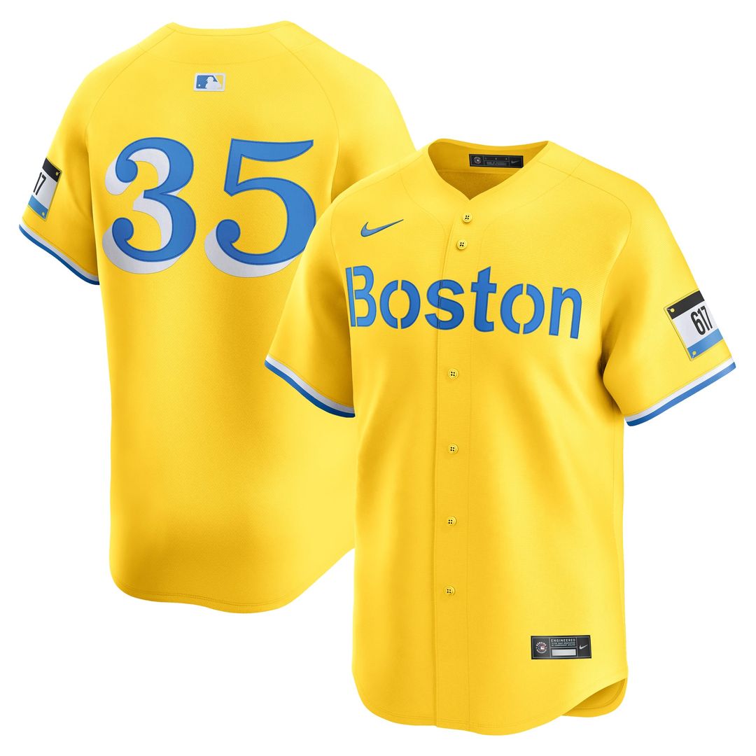 Boston Red Sox Garrett Crochet Nike Gold Alternate Limited Jersey product image 1, provided for visual reference and product
