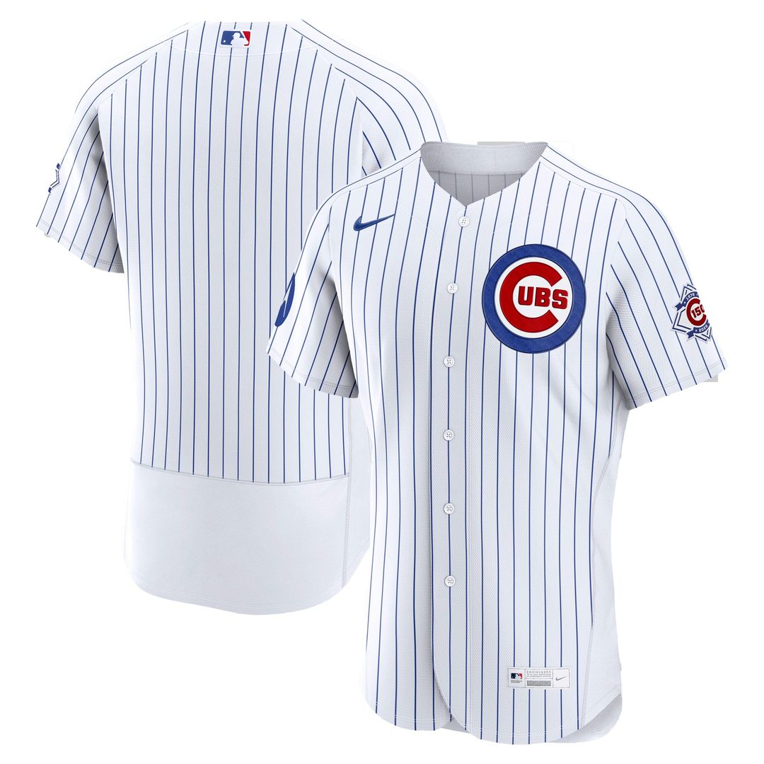 Chicago Cubs Nike White Home Sponsor Patch Authentic Jersey product image 1, provided for visual reference and product