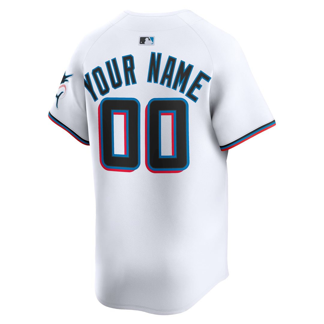 Miami Marlins Nike White Home Limited Custom Jersey product image 3, provided for visual reference and product detail review
