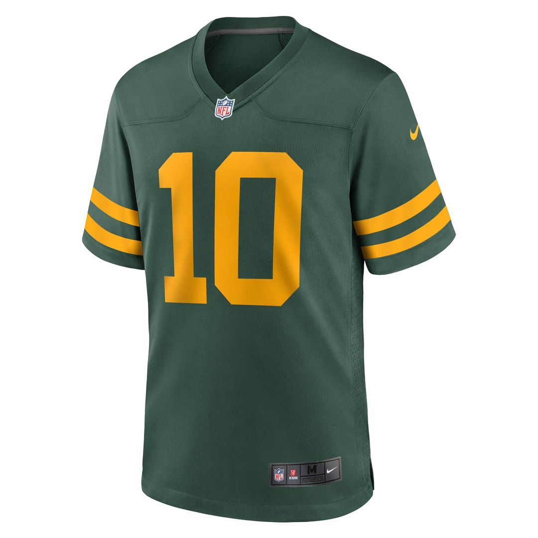 Green Bay Packers Jordan Love Nike Green Alternate Game Jersey product image 2, provided for visual reference and product
