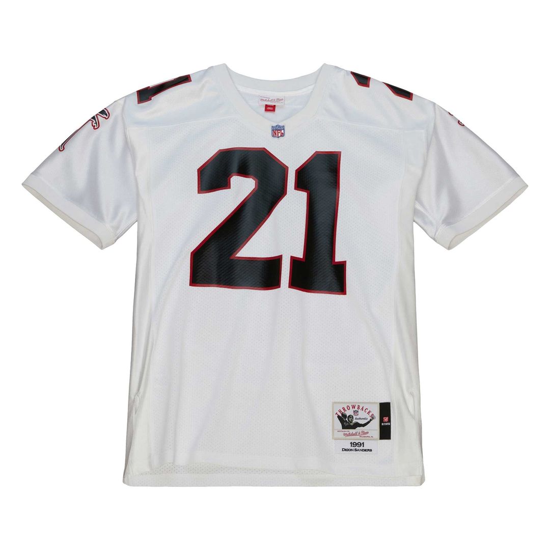 Atlanta Falcons 1991 Deion Sanders Mitchell & Ness White Authentic Throwback Retired Player Jersey product image 2, provided
