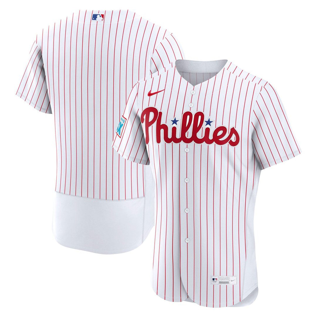 Philadelphia Phillies Nike White Home Sponsor Patch Authentic Jersey product image 4, provided for visual reference and