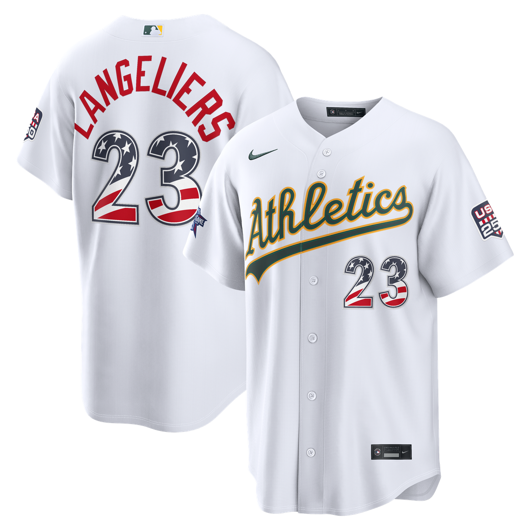 2026 All-Star Edition Stars & Stripes Athletics Shea Langeliers Nike White Stadium Jersey product image 1, provided for