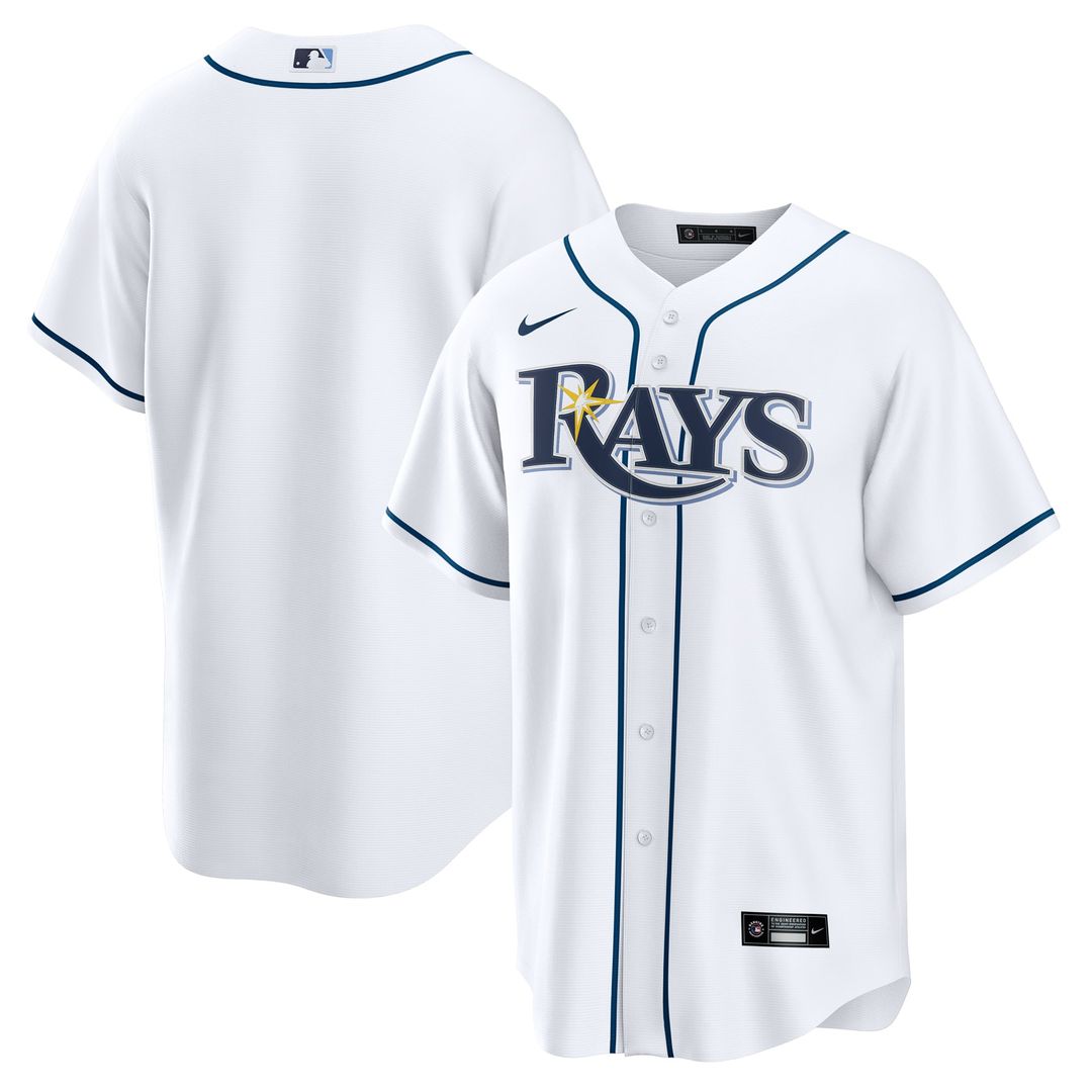 Tampa Bay Rays Nike White Home Replica Jersey product image 1, provided for visual reference and product detail review