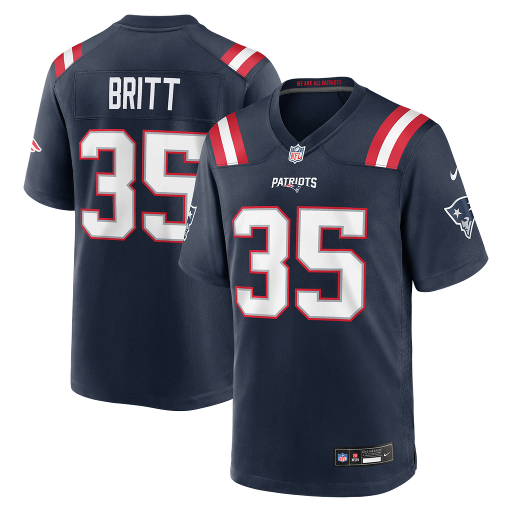 New England Patriots K.J. Britt Nike Navy Team Game Jersey product image 1, provided for visual reference and product detail