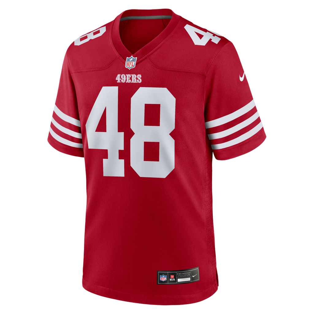 San Francisco 49ers Tatum Bethune Nike Scarlet Game Jersey product image 2, provided for visual reference and product detail