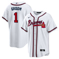 Atlanta Braves Nike White #1 Groom Home Replica Jersey product image 1, provided for visual reference and product detail