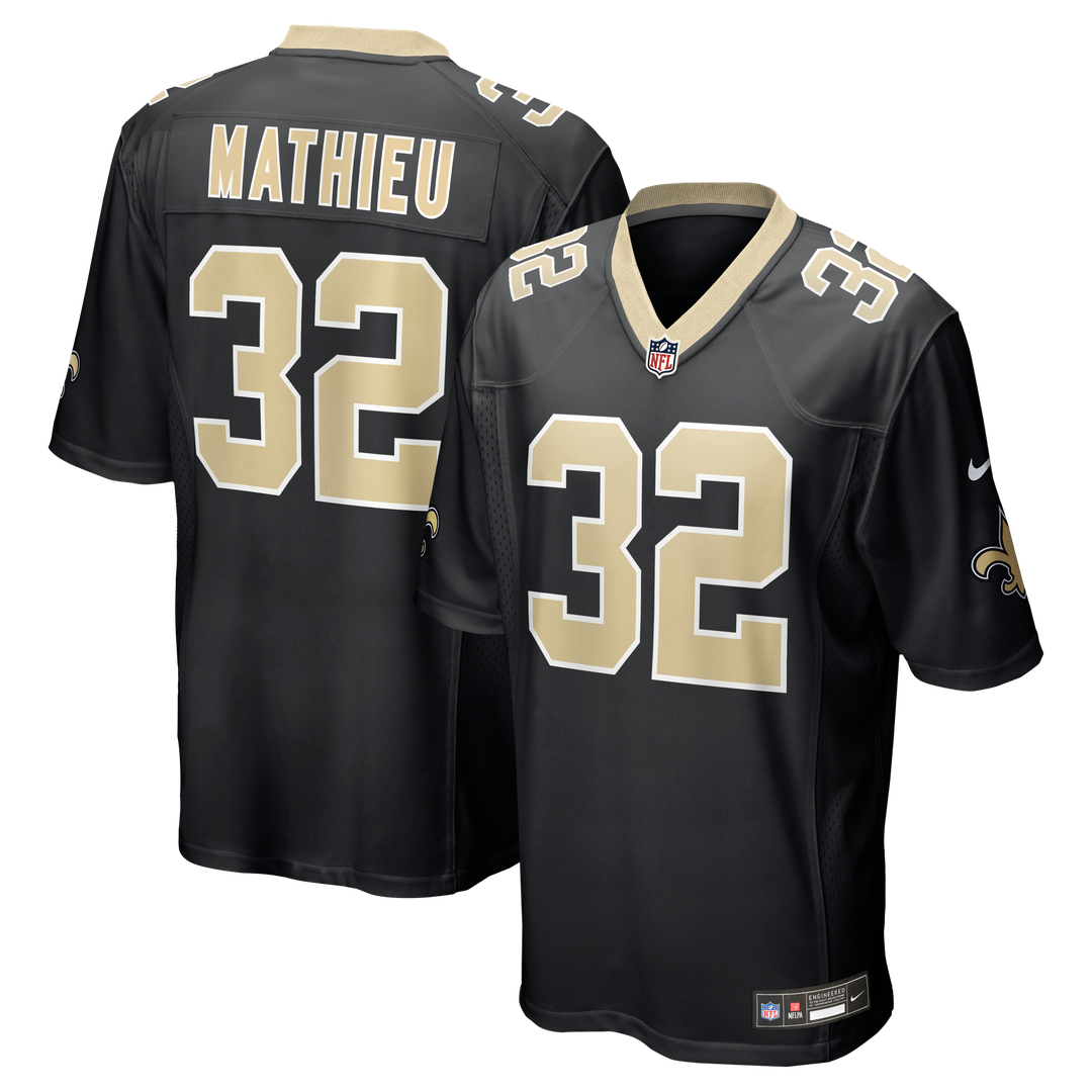 New Orleans Saints Tyrann Mathieu Nike Black Game Jersey product image 1, provided for visual reference and product detail