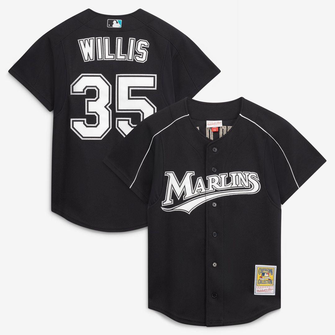 Florida Marlins Dontrelle Willis Mitchell & Ness Black Cooperstown Collection Mesh Batting Practice Button-Up Jersey product
