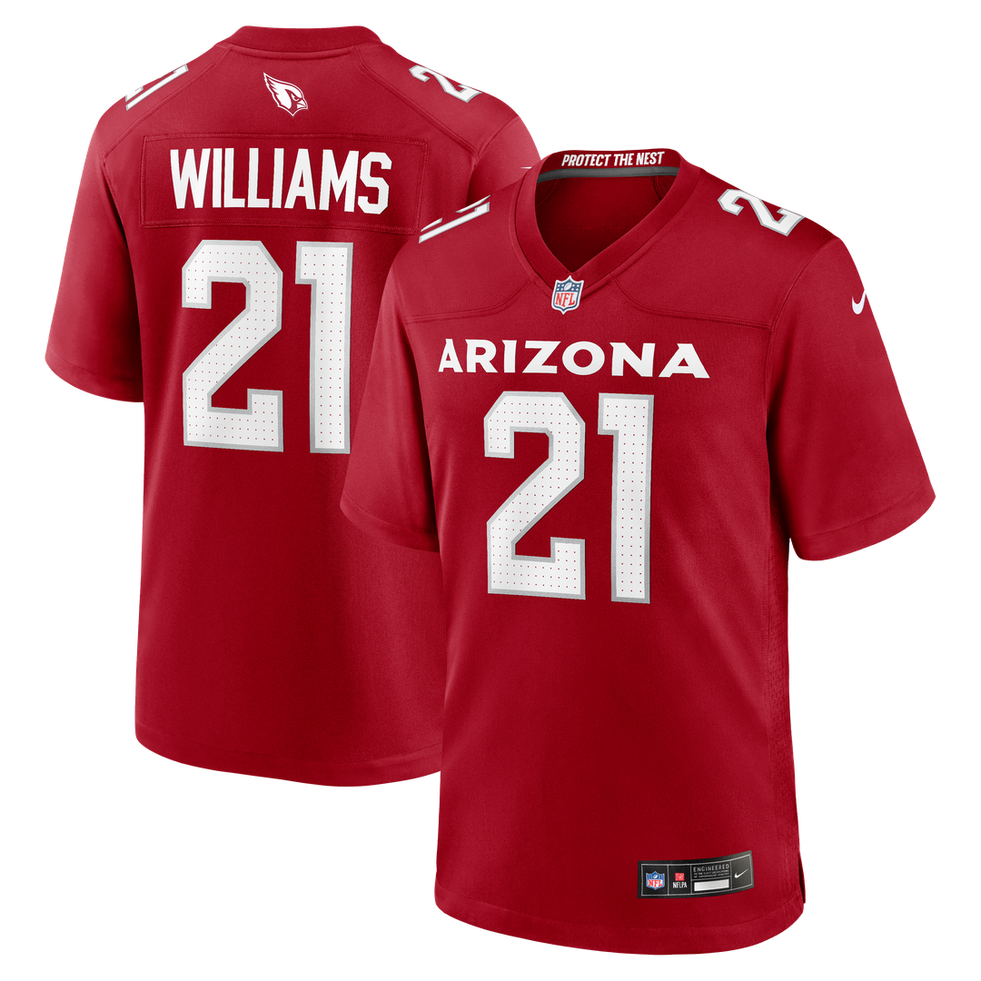 Arizona Cardinals Garrett Williams Nike Cardinal Game Jersey product image 1, provided for visual reference and product