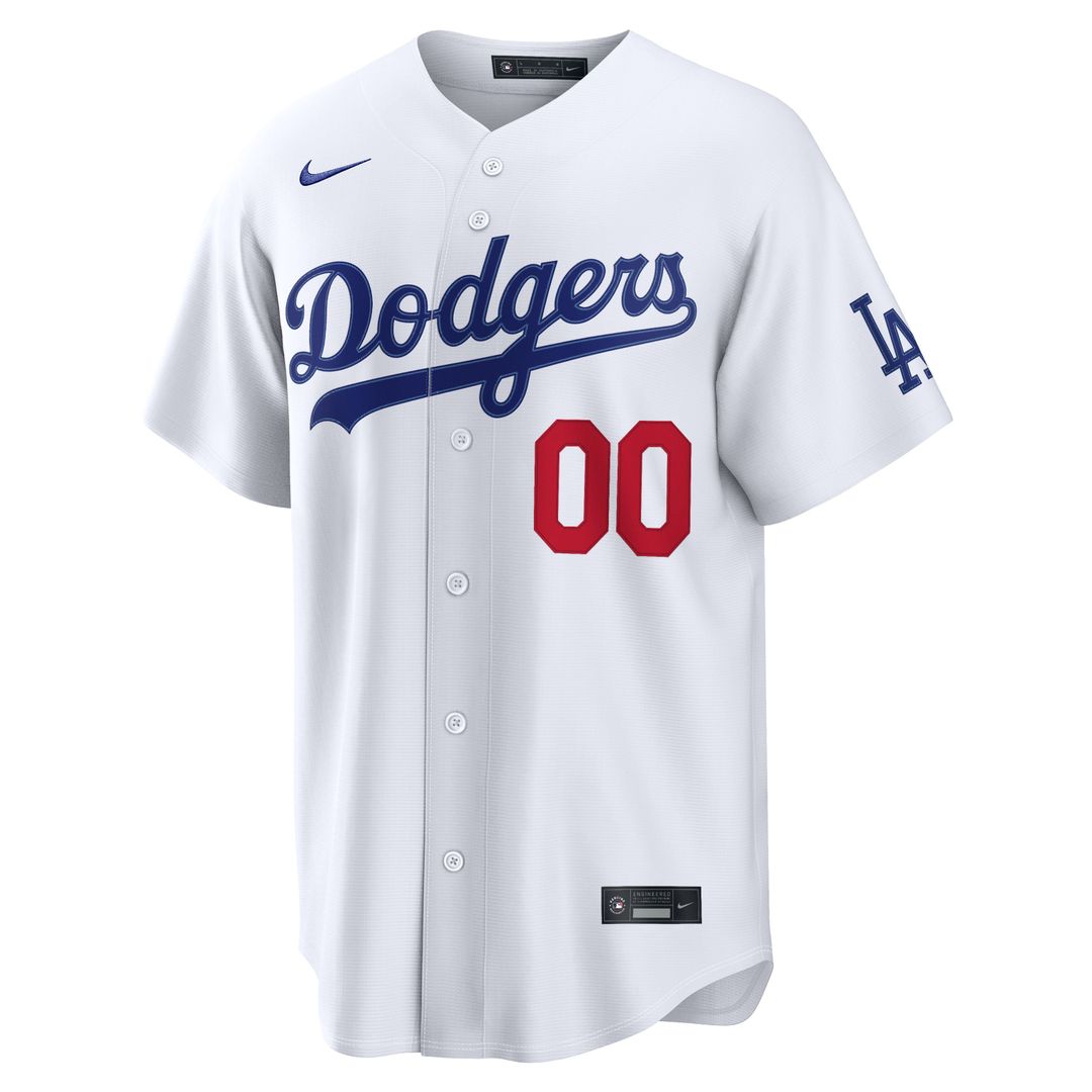 Los Angeles Dodgers Nike White Home Stadium Custom Jersey product image 2, provided for visual reference and product detail