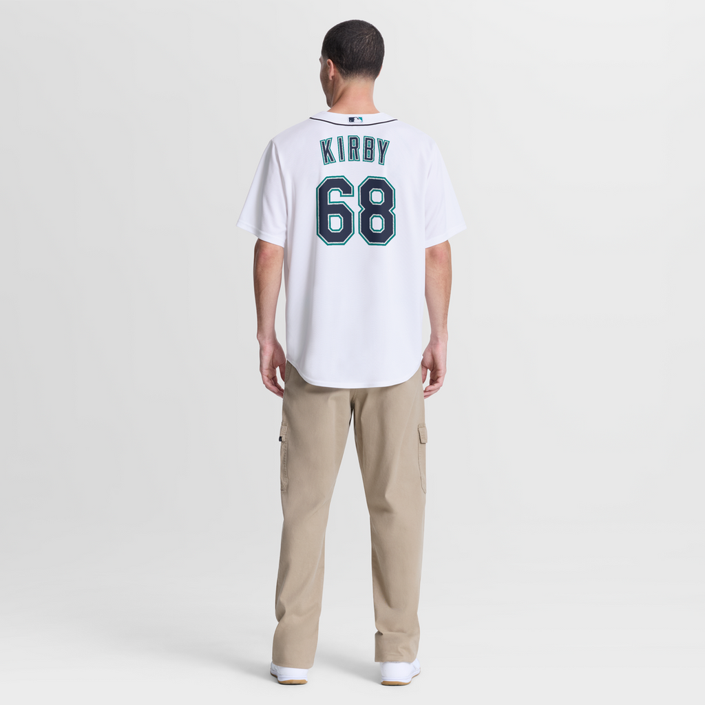 Seattle Mariners George Kirby Nike White Home Replica Jersey product image 7, provided for visual reference and product