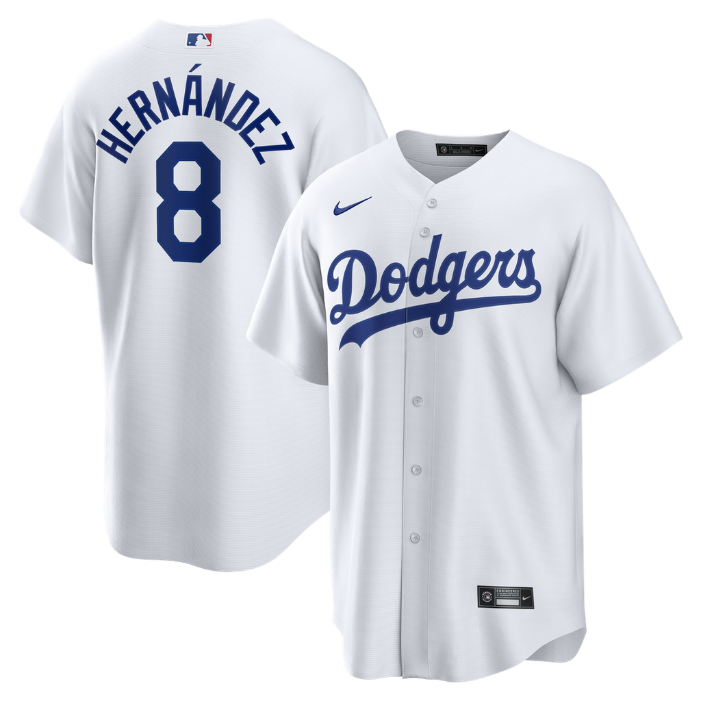 Los Angeles Dodgers Enrique Hernández Nike White Home Replica Jersey product image 1, provided for visual reference and
