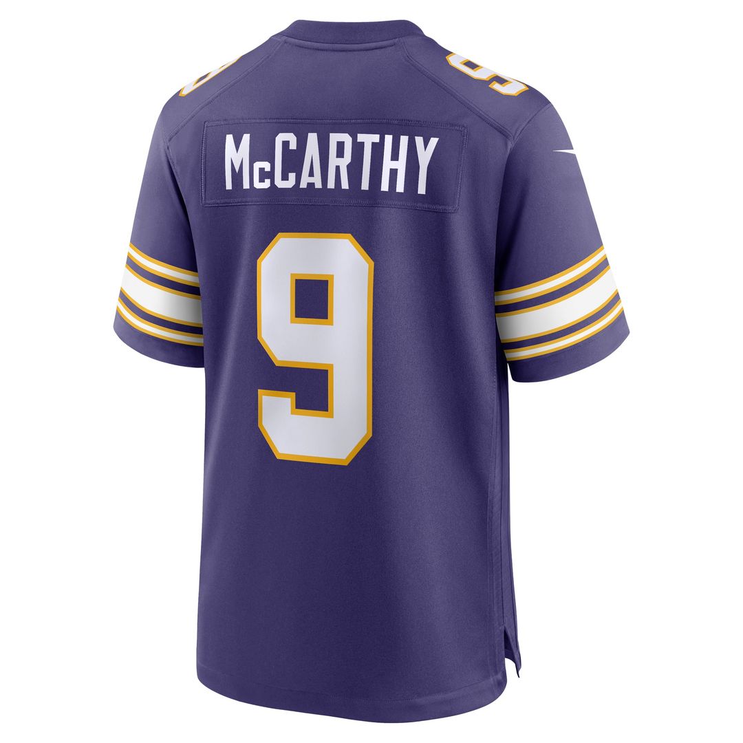 Minnesota Vikings J.J. McCarthy Nike Purple 2nd Alternate Player Game Jersey product image 9, provided for visual reference