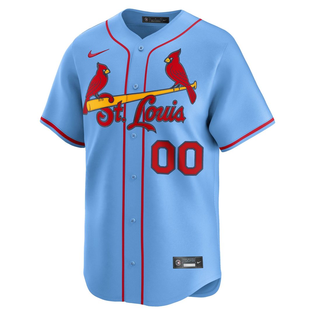 St. Louis Cardinals Nike Light Blue Alternate Limited Custom Jersey product image 2, provided for visual reference and