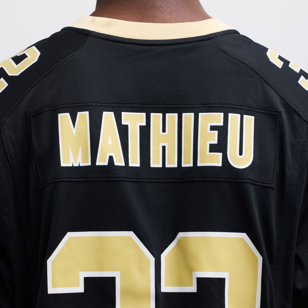 New Orleans Saints Tyrann Mathieu Nike Black Game Jersey product image 8, provided for visual reference and product detail